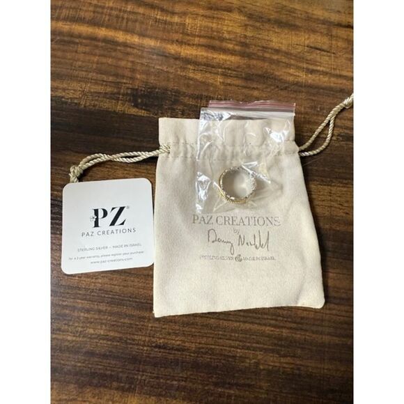 Paz Floral Lace Sterling Silver Spinner Ring 925 8.5g Israel Yellow SZ 11 - Picture 4 of 4